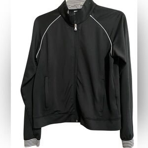 Tail Golf Sports Wear Track Warm Up Jacket Stripe Detail Zip Pockets Black Small